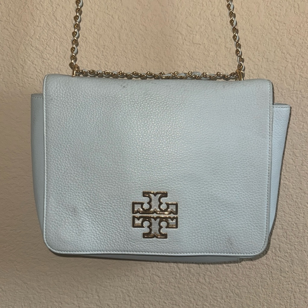 Tory Burch Britten Large Adjustable Shoulder Bag Seltzer Blue